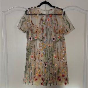 Floral Embroidered Sheer Dress